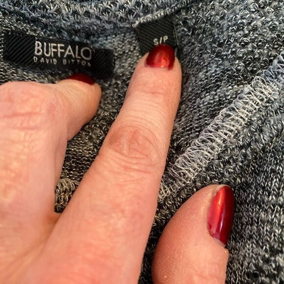 Buffalo Grey Striped Asymmetric Sweater Size S - Picture 3 of 4